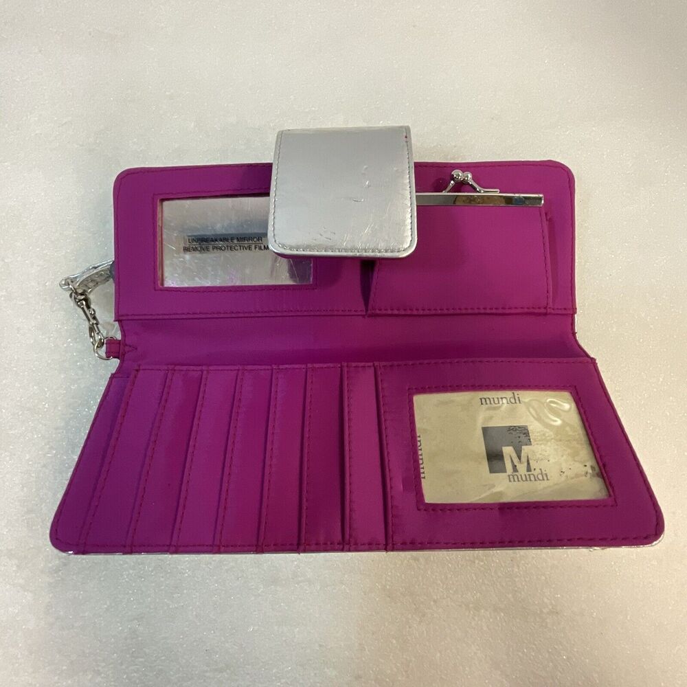 Mundi Candy Silver Purple Clutch Wallet Snap Close Snap Change Area GnuFashion